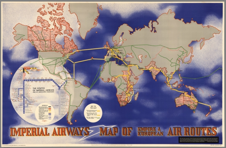 Imperial Airways Map of Empire & European Air Routes.